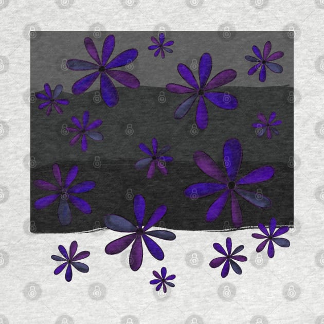 A Cascade of Gothic Daisies - Hand Drawn Design in a Lighter Shade of Dark by HeartLiftingArt